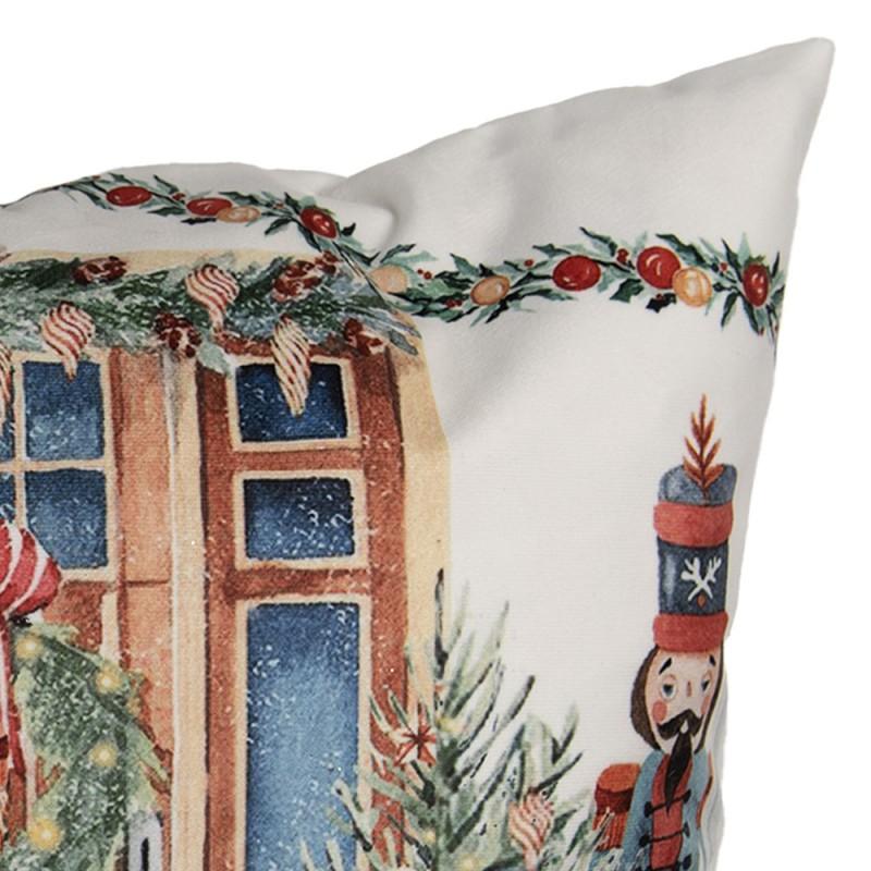 Clayre & Eef KT021.403 Kussenhoes 45x45 Cm Wit Polyester Kerst