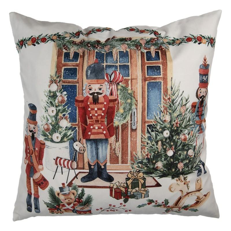 clayre & eef KT021.403 Kussenhoes 45x45 cm Wit Polyester Kerst