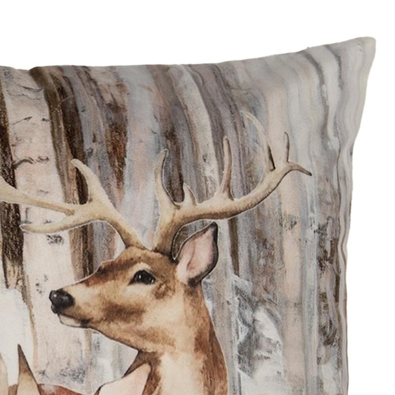 Clayre & Eef KT021.404 Kussenhoes 45x45 Cm Bruin Polyester Hert