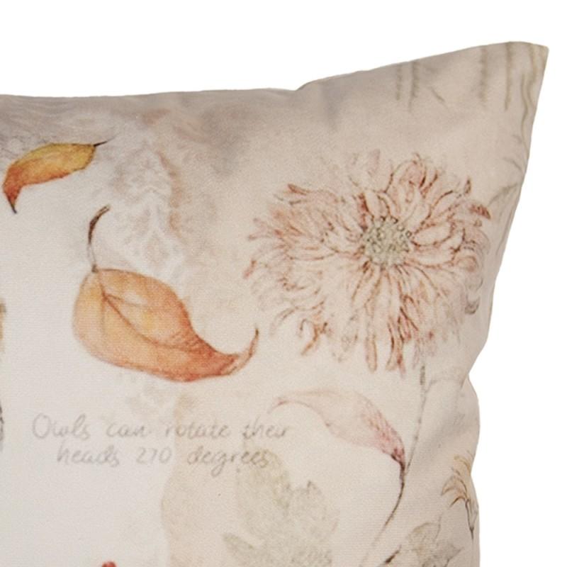 Clayre & Eef KT021.405 Kussenhoes 45x45 Cm Beige Polyester Uil