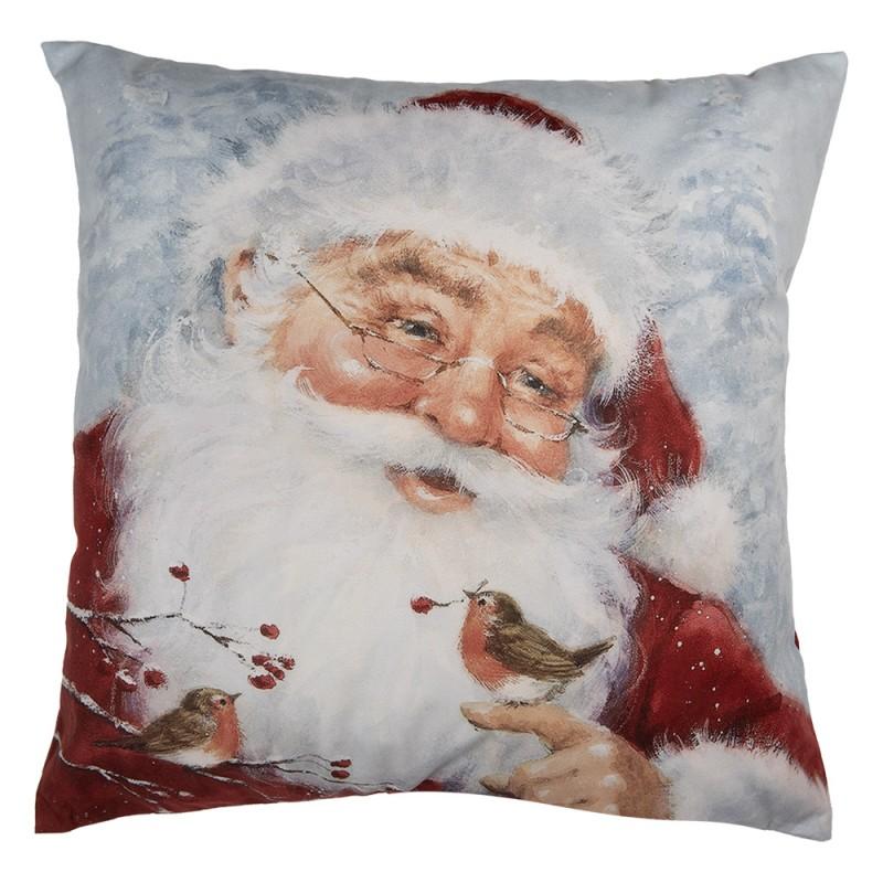 clayre & eef KT021.406 Kussenhoes 45x45 cm Grijs Polyester Kerstman