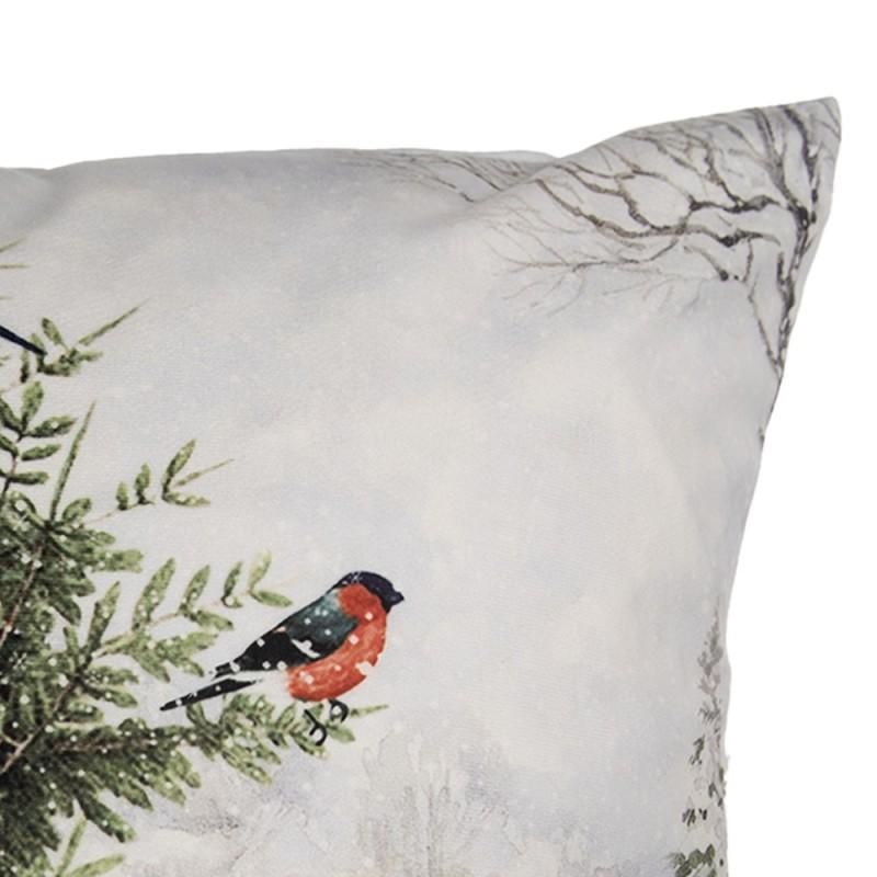 Clayre & Eef KT021.407 Kussenhoes 45x45 Cm Wit Polyester Kerstboom