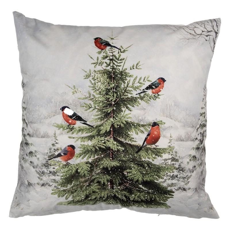 clayre & eef KT021.407 Kussenhoes 45x45 cm Wit Polyester Kerstboom