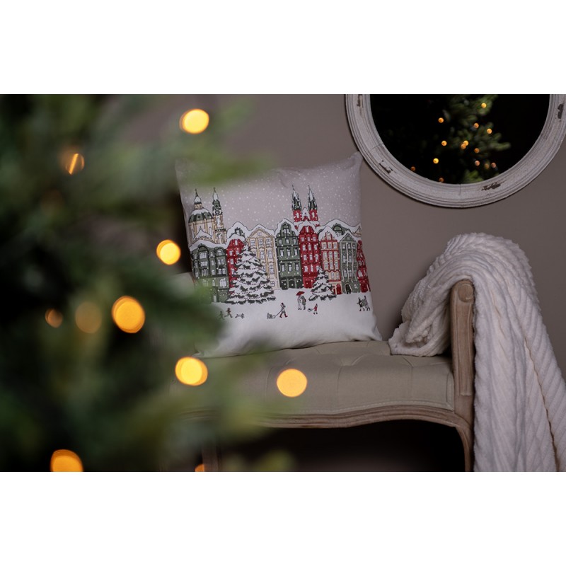 Clayre & Eef KT021.409 Kussenhoes 45x45 Cm Beige Polyester Winter