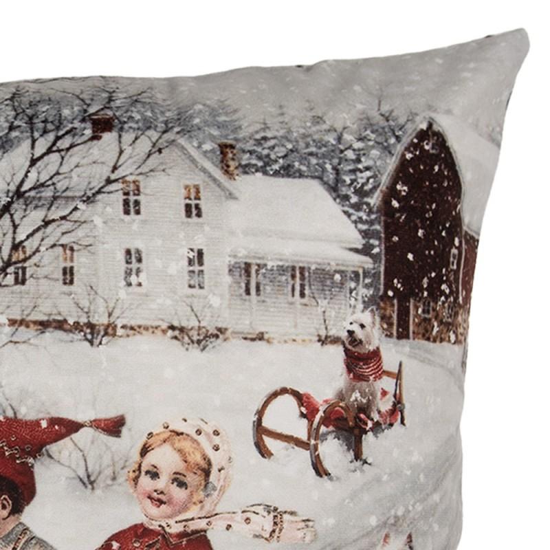Clayre & Eef KT021.410 Kussenhoes 45x45 Cm Grijs Polyester Winter