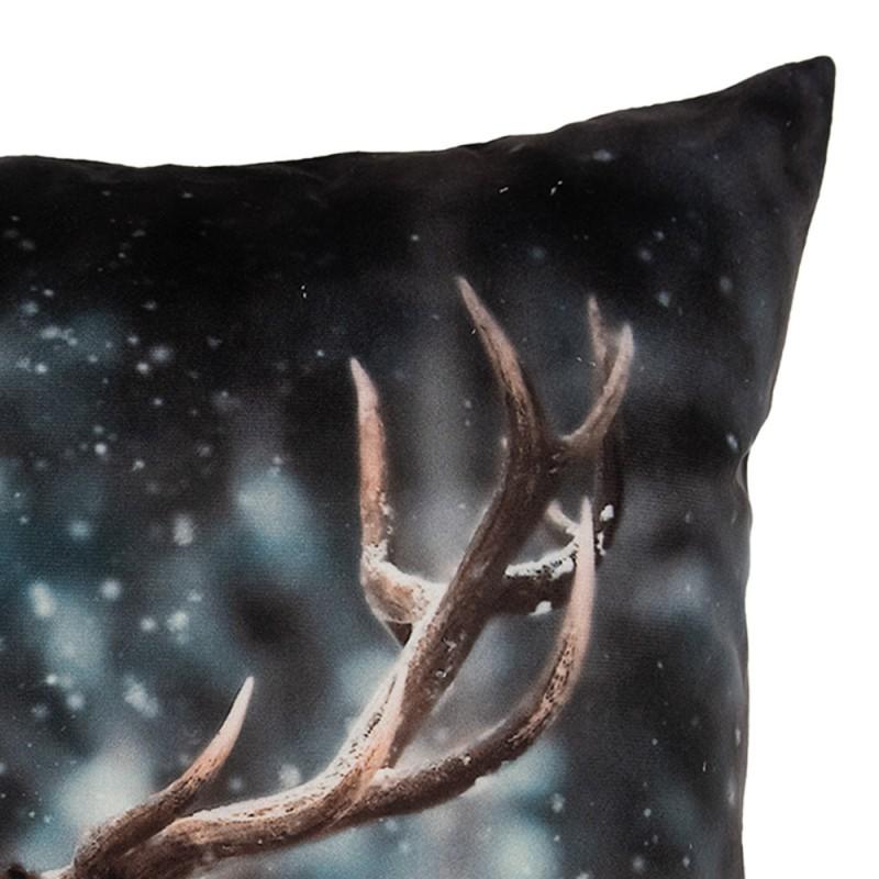 Clayre & Eef KT021.411 Kussenhoes 45x45 Cm Grijs Polyester Hert