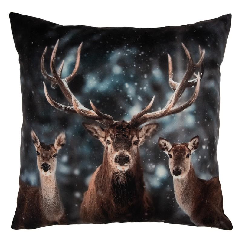 clayre & eef KT021.411 Kussenhoes 45x45 cm Grijs Polyester Hert