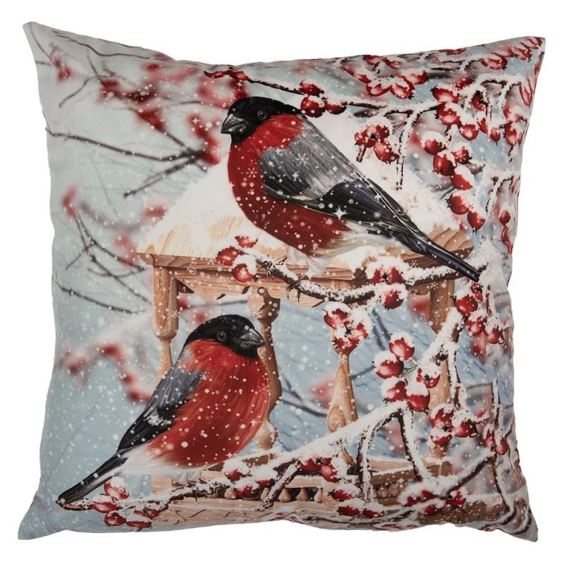 clayre & eef KT021.412 Kussenhoes 45x45 cm Blauw Polyester Vogels