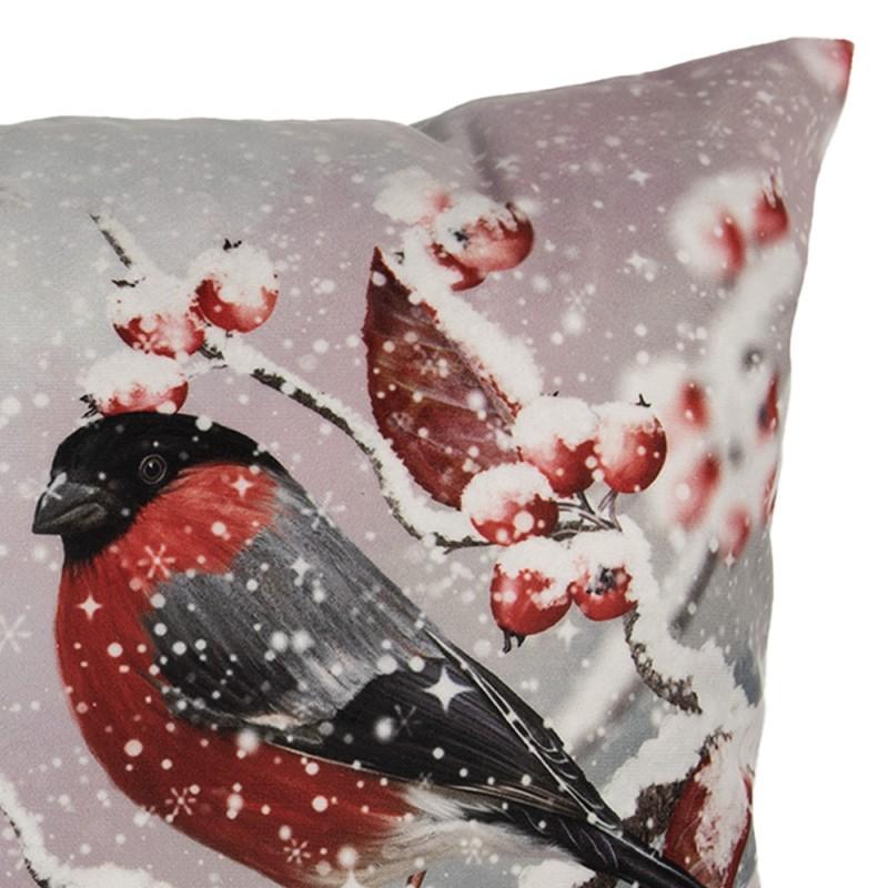 Clayre & Eef KT021.413 Kussenhoes 45x45 Cm Grijs Polyester Vogels