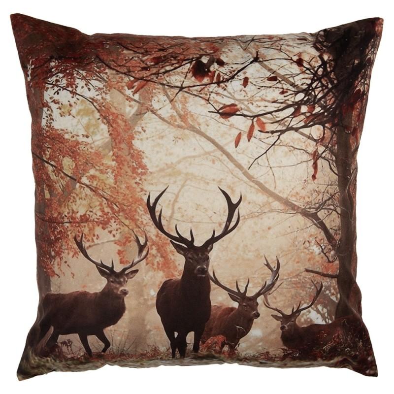clayre & eef KT021.414 Kussenhoes 45x45 cm Bruin Polyester Hert