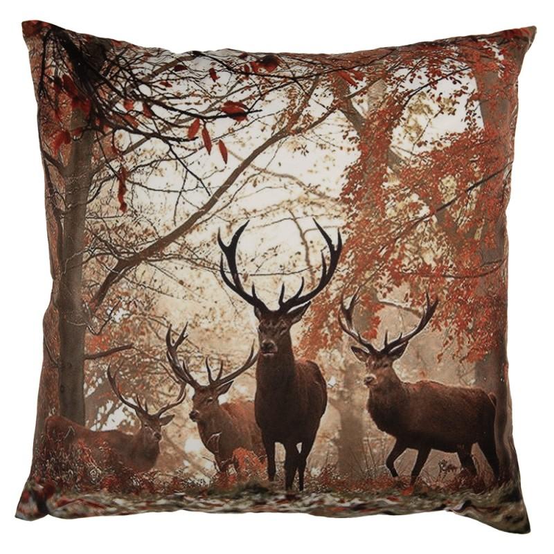 clayre & eef KT021.415 Kussenhoes 45x45 cm Bruin Polyester Hert