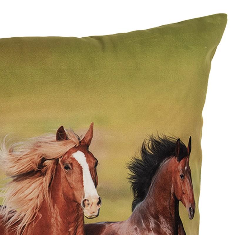 Clayre & Eef KT021.418 Kussenhoes 45x45 Cm Groen Polyester Paarden