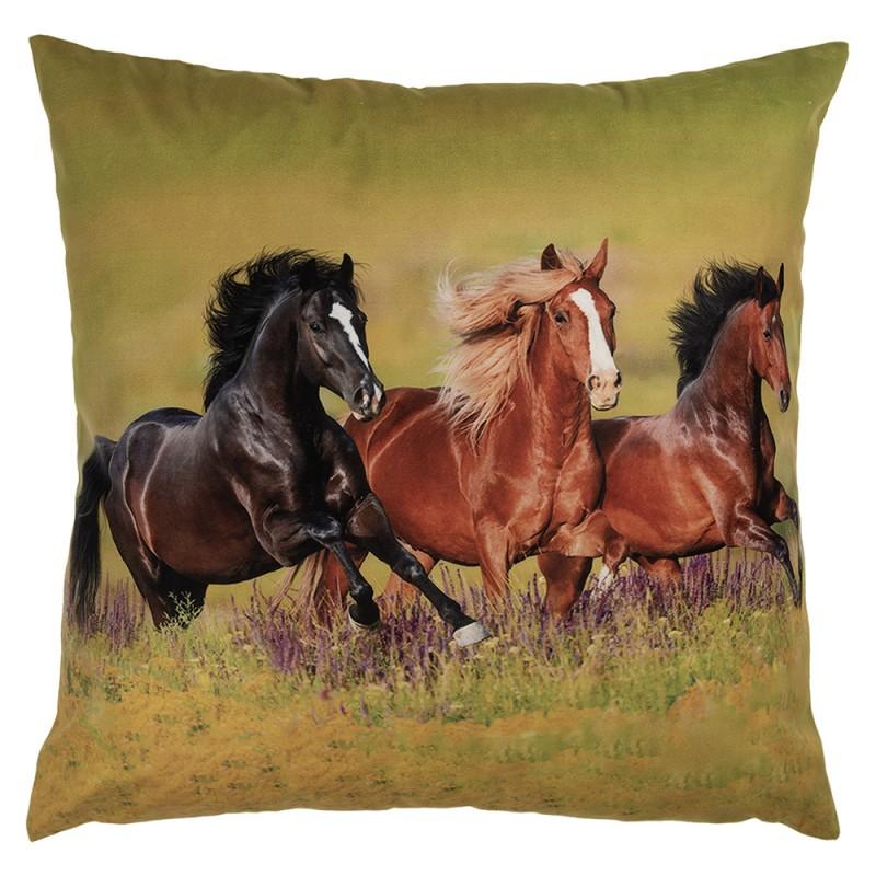 clayre & eef KT021.418 Kussenhoes 45x45 cm Groen Polyester Paarden