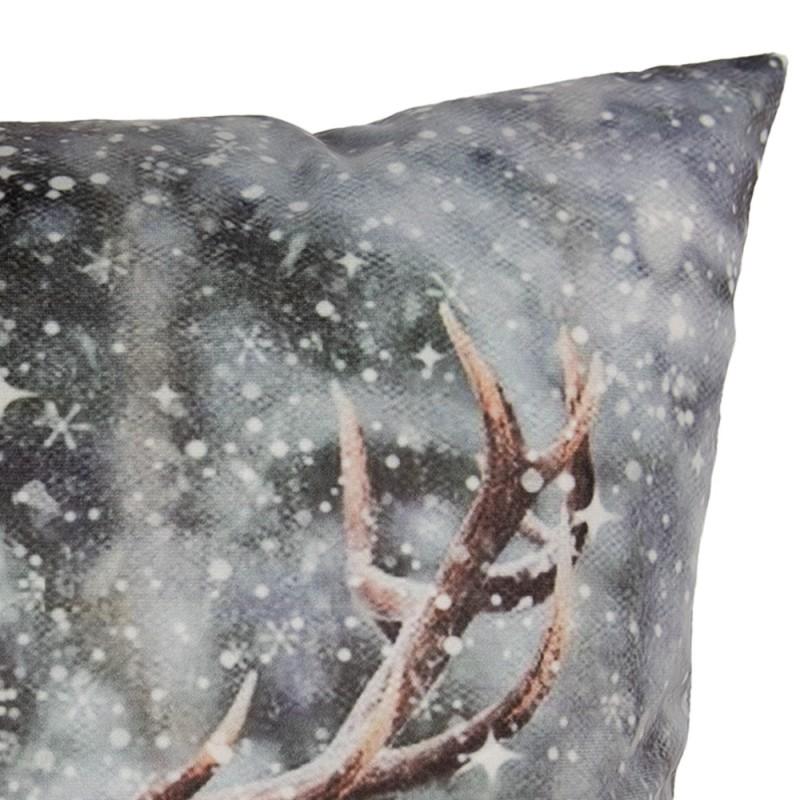 Clayre & Eef KT021.419 Kussenhoes 45x45 Cm Grijs Polyester Hert