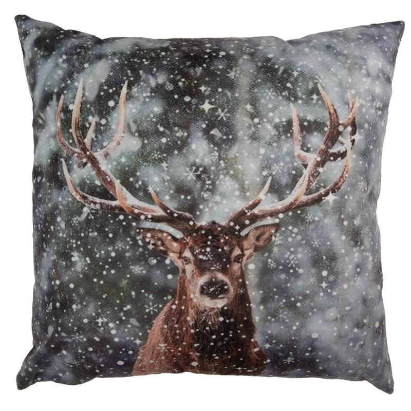 clayre & eef KT021.419 Kussenhoes 45x45 cm Grijs Polyester Hert