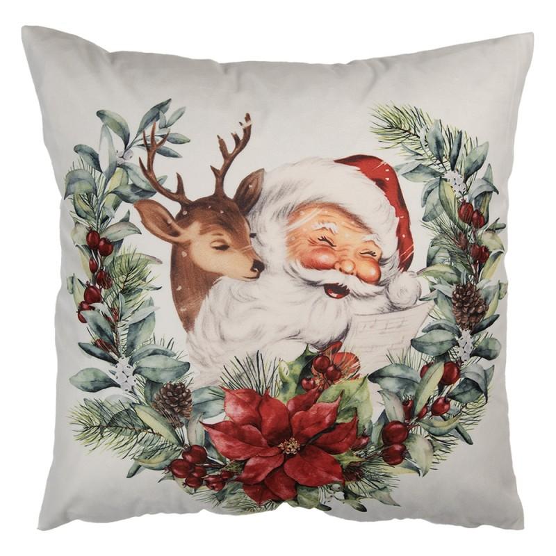 clayre & eef KT021.420 Kussenhoes 45x45 cm Wit Polyester Kerst