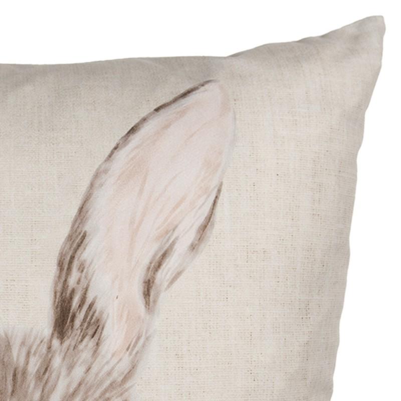 Clayre & Eef KT021.422 Kussenhoes 45x45 Cm Beige Polyester Konijn
