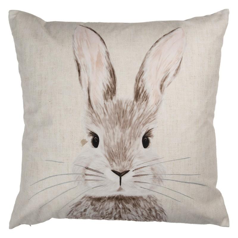 clayre & eef KT021.422 Kussenhoes 45x45 cm Beige Polyester Konijn
