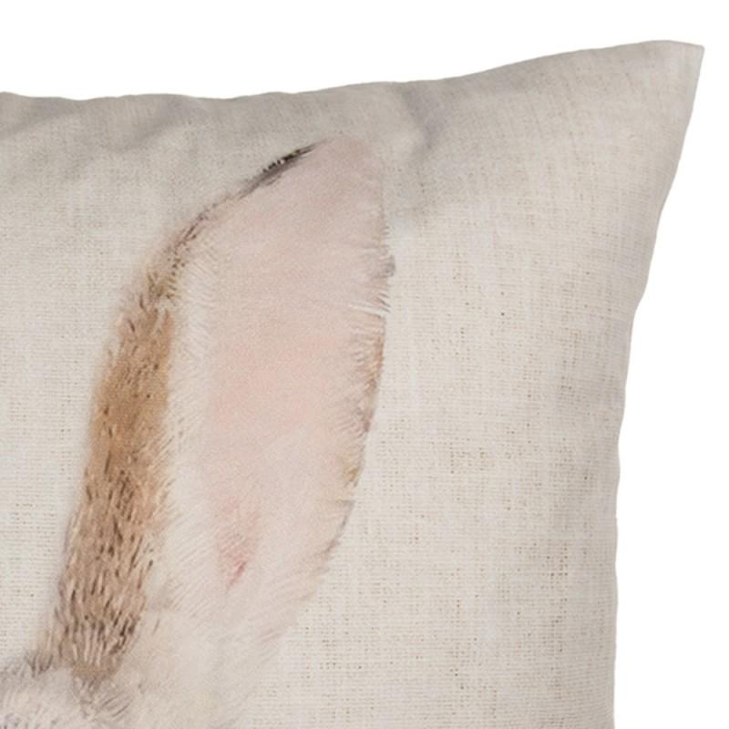 Clayre & Eef KT021.423 Kussenhoes 45x45 Cm Beige Polyester Konijn