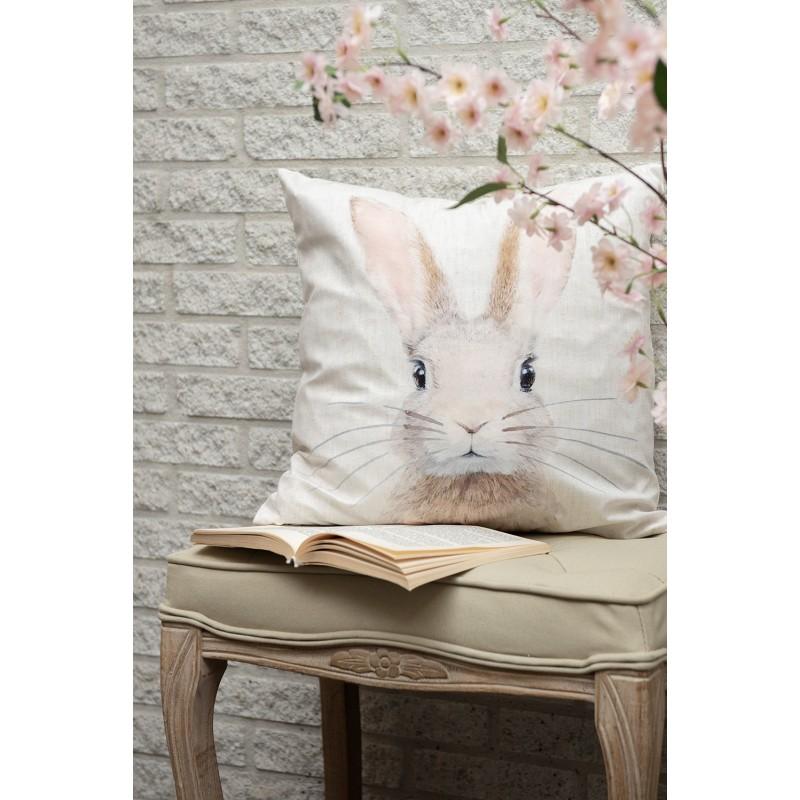Clayre & Eef KT021.423 Kussenhoes 45x45 Cm Beige Polyester Konijn
