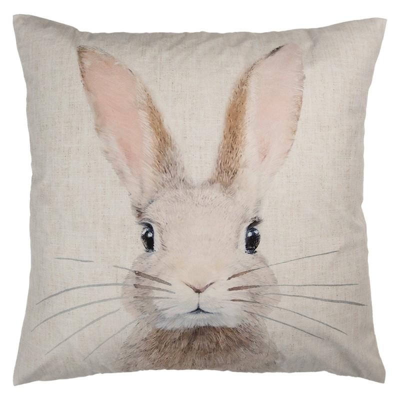 clayre & eef KT021.423 Kussenhoes 45x45 cm Beige Polyester Konijn