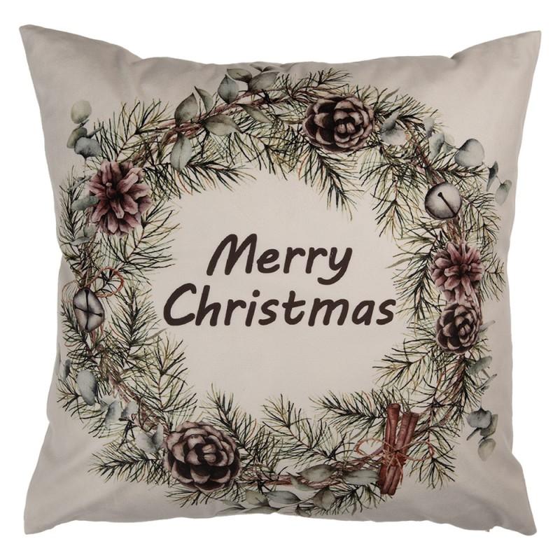 clayre & eef KT021.424 Kussenhoes 45x45 cm Beige Polyester Kerst