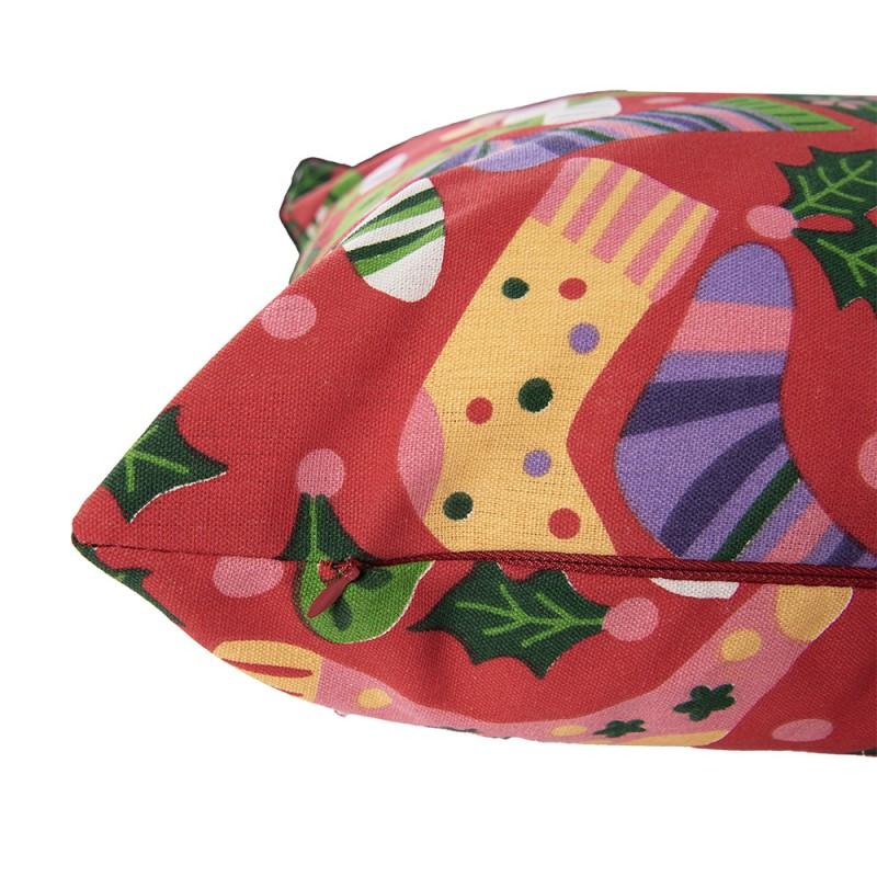 Clayre & Eef KT021.428 Kussenhoes 44x44 Cm Rood Synthetisch Kerst