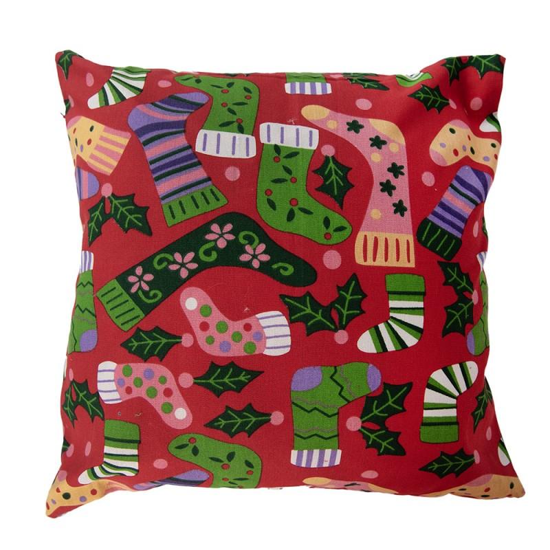clayre & eef KT021.428 Kussenhoes 44x44 cm Rood Synthetisch Kerst