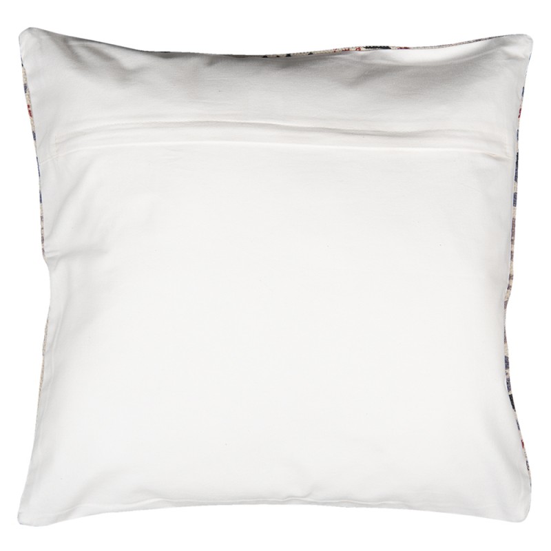 Clayre & Eef KT032.055 Kussenhoes 50x50 Cm Rood Beige Katoen Vierkant Sierkussenhoes