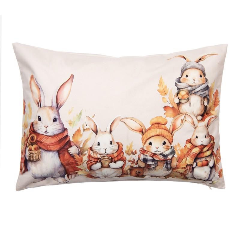 clayre & eef KT036.054 Kussenhoes 35x50 cm Beige Polyester Konijnen Rechthoek