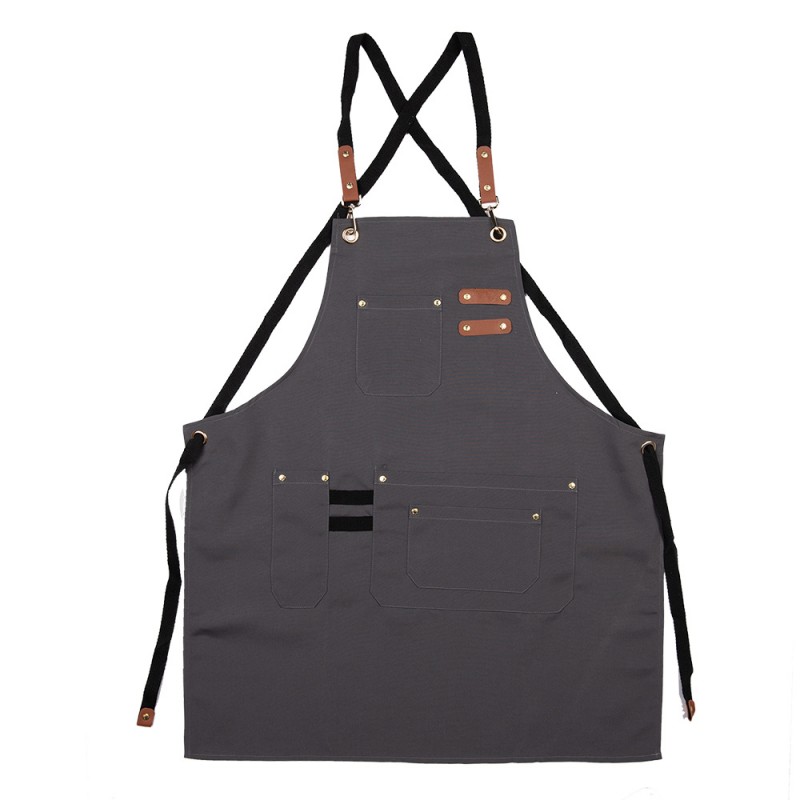 clayre & eef KT041.040BL Keukenschort 75x66 cm Grijs Polyester