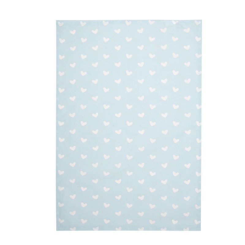 Clayre & Eef KT042.049 Theedoek 47x70 Cm Blauw Katoen Hartjes Keukenhanddoek