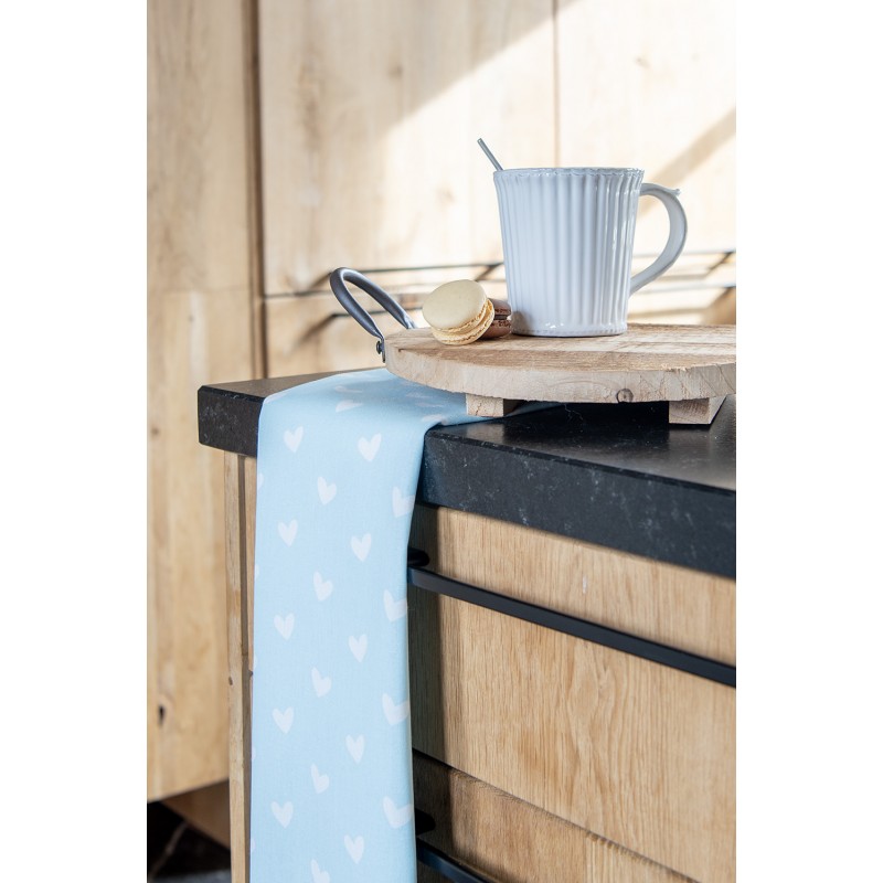 Clayre & Eef KT042.049 Theedoek 47x70 Cm Blauw Katoen Hartjes Keukenhanddoek
