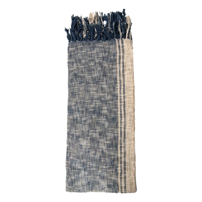 clayre & eef KT060.131 Plaid 125x150 cm Blauw Bruin Katoen Rechthoek Deken