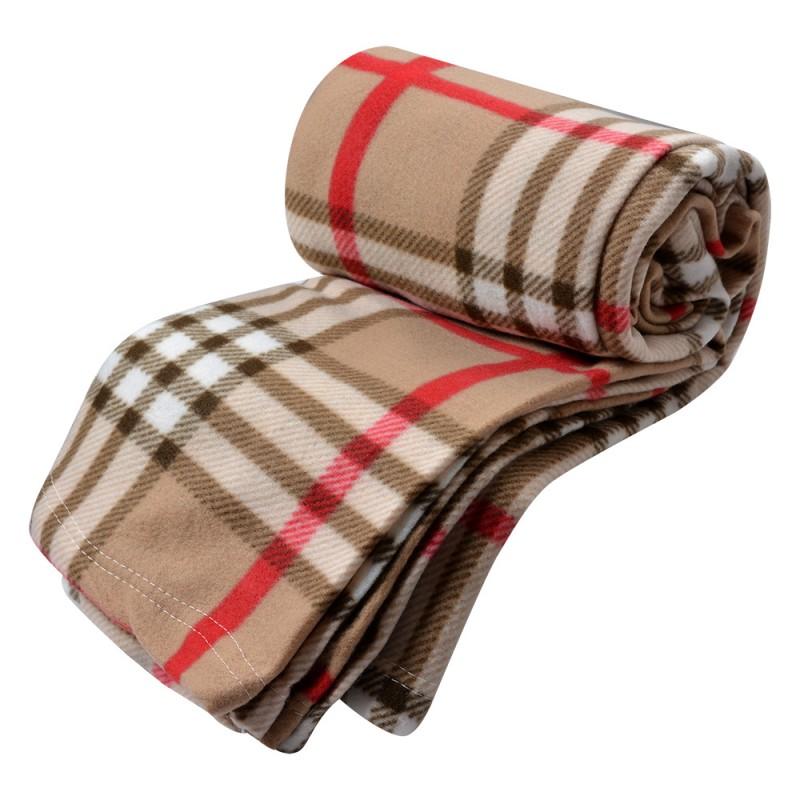 Clayre & Eef KT060.151 Plaid 180x200 Cm Beige Polyester Ruiten Deken