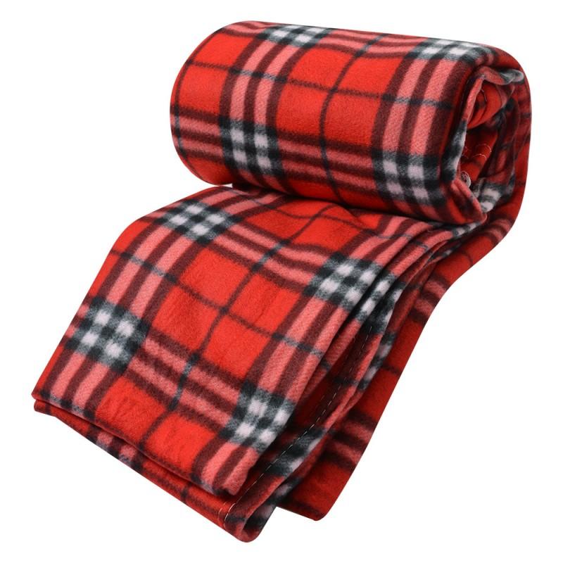 Clayre & Eef KT060.152 Plaid 180x200 Cm Rood Polyester Ruiten Deken