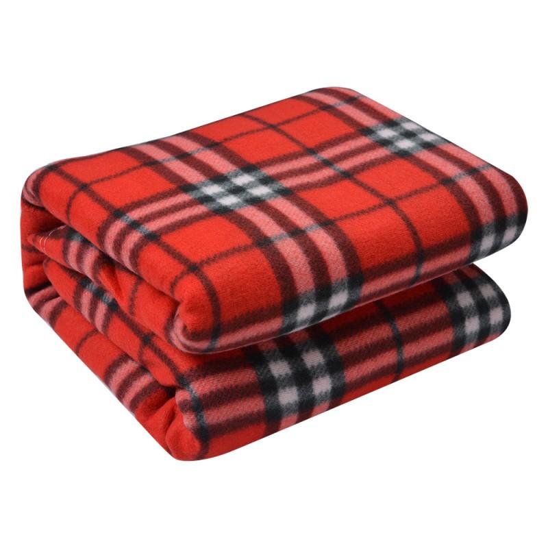 clayre & eef KT060.152 Plaid 180x200 cm Rood Polyester Ruiten Deken