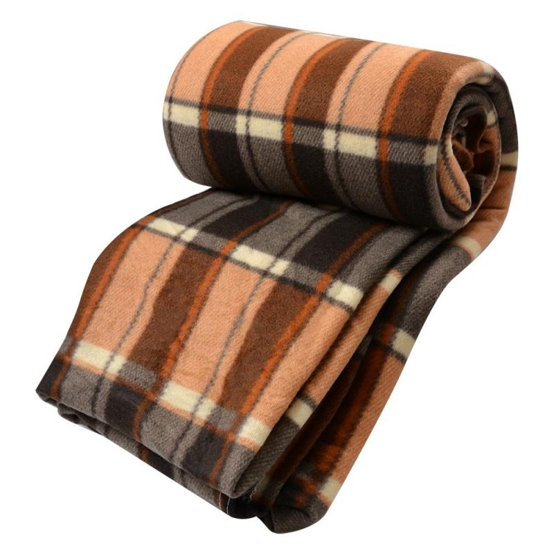 Clayre & Eef KT060.153 Plaid 180x200 Cm Beige Bruin Polyester Ruiten Deken