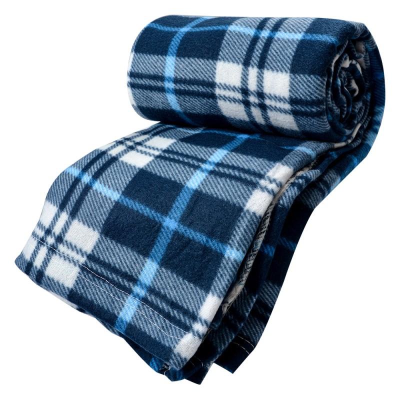 Clayre & Eef KT060.155 Plaid 180x200 Cm Blauw Polyester Ruiten Deken