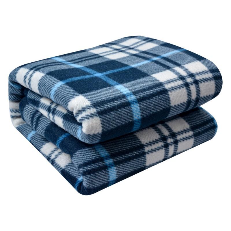 clayre & eef KT060.155 Plaid 180x200 cm Blauw Polyester Ruiten Deken