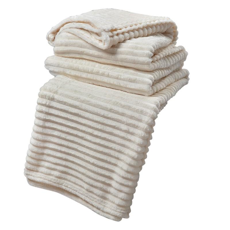 Clayre & Eef KT060.158W Plaid 180x200 Cm Wit Polyester Deken