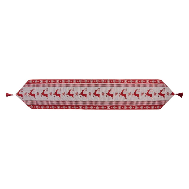 Clayre & Eef KT065.009 Tafelloper Kerst 33x180 Cm Rood Polyester