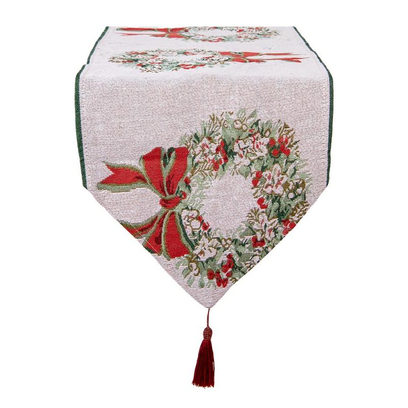 clayre & eef KT065.010 Tafelloper Kerst 33x180 cm Beige Polyester