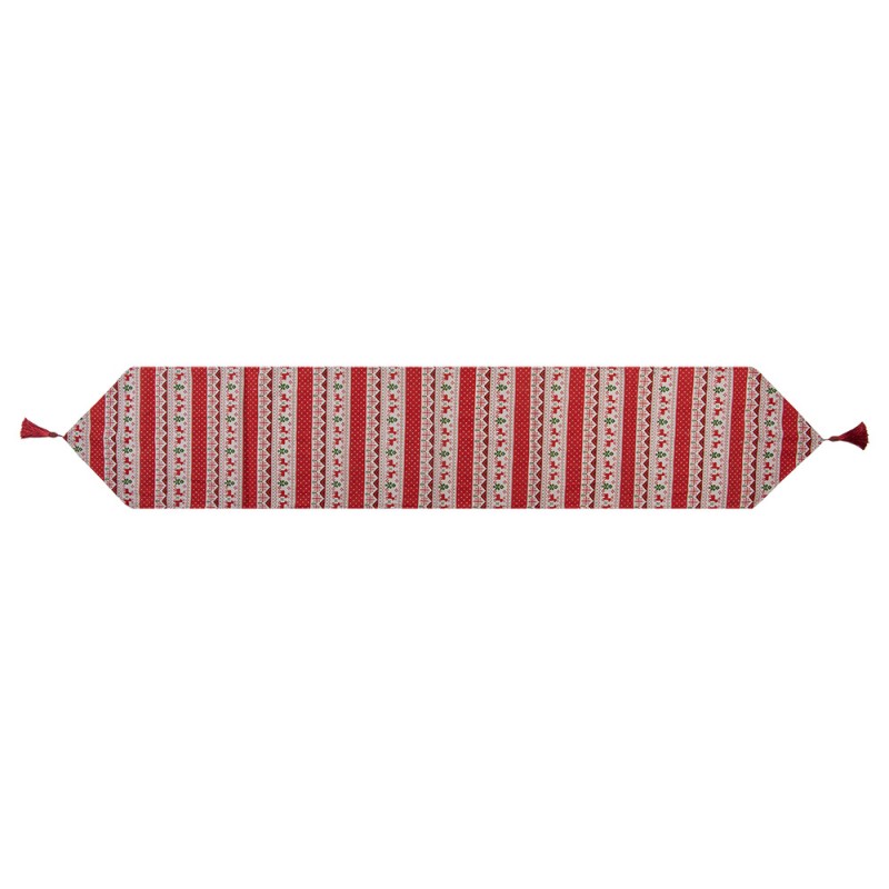Clayre & Eef KT065.014 Tafelloper Kerst 33x180 Cm Rood Polyester