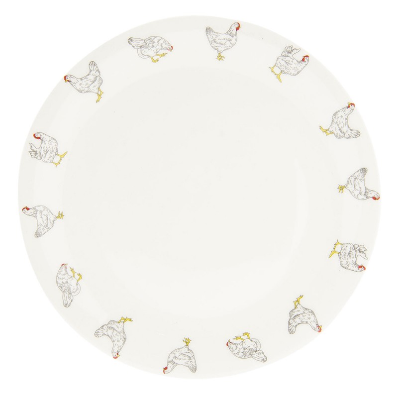 clayre & eef LCHFP Dinerbord Ø 28 cm Beige Keramiek Kippen Rond Eetbord