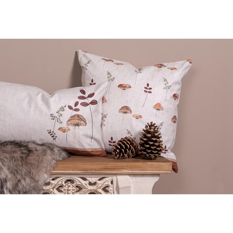 Clayre & Eef LFJ36 Kussenhoes 30x50 Cm Beige Polyester Paddenstoelen Sierkussenhoes