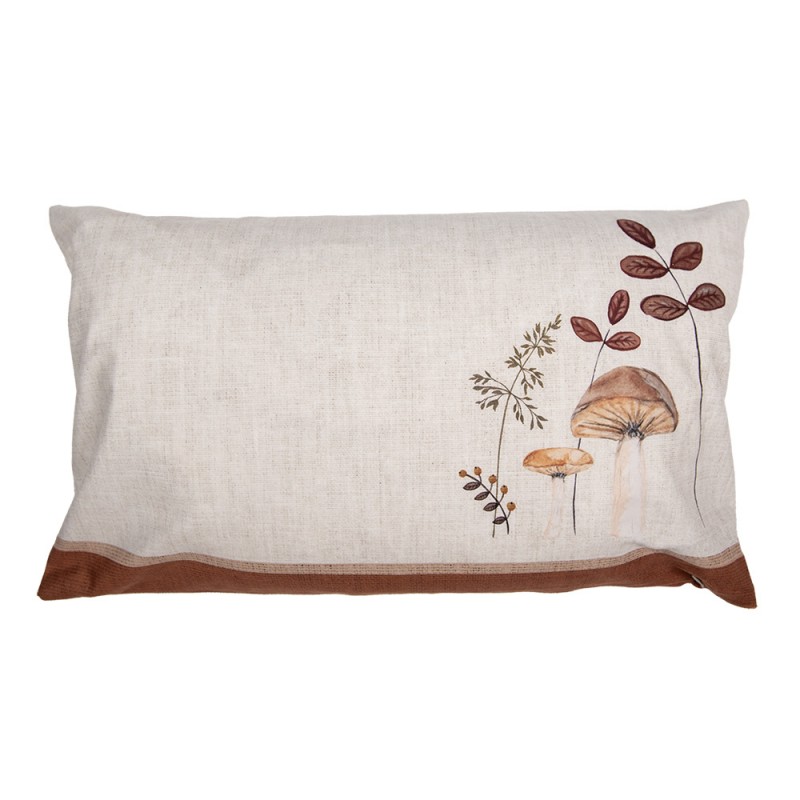 clayre & eef LFJ36 Kussenhoes 30x50 cm Beige Polyester Paddenstoelen Sierkussenhoes