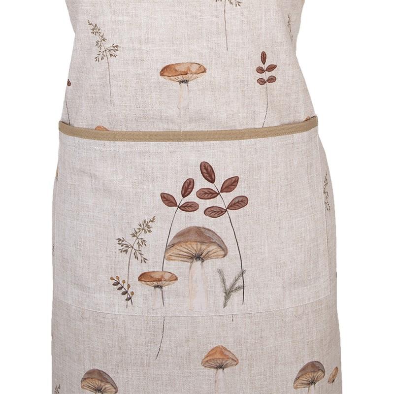 Clayre & Eef LFJ41 Keukenschort 70x85 Cm Beige Katoen Paddenstoelen