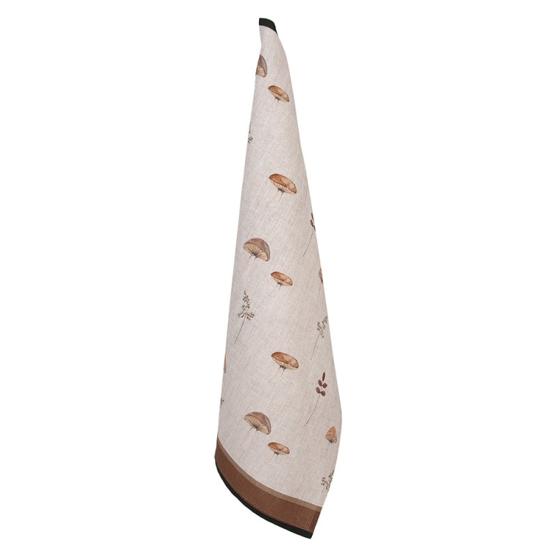 clayre & eef LFJ42-1 Theedoek 50x70 cm Beige Katoen Paddenstoelen Keukenhanddoek