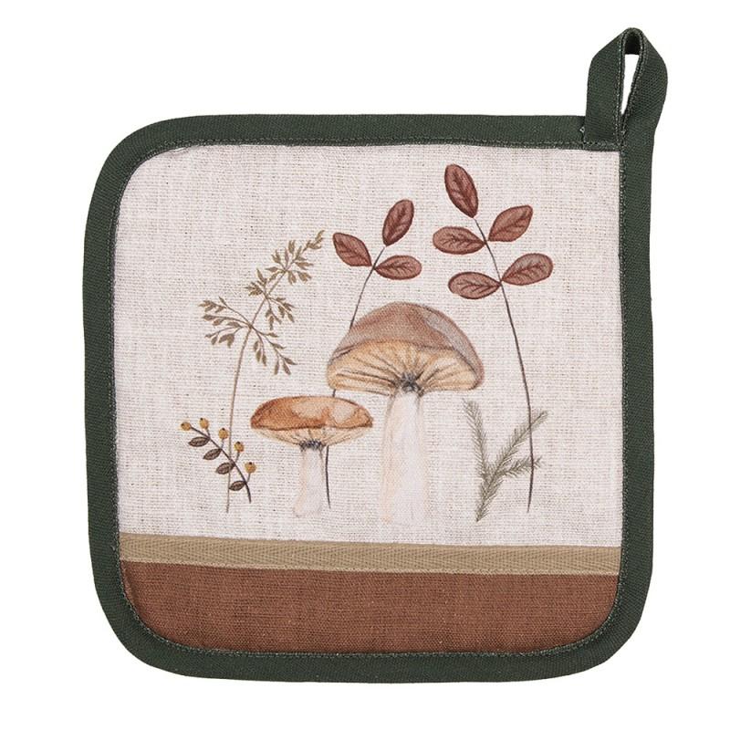 clayre & eef LFJ45 Pannenlap 20x20 cm Beige Katoen Paddenstoelen